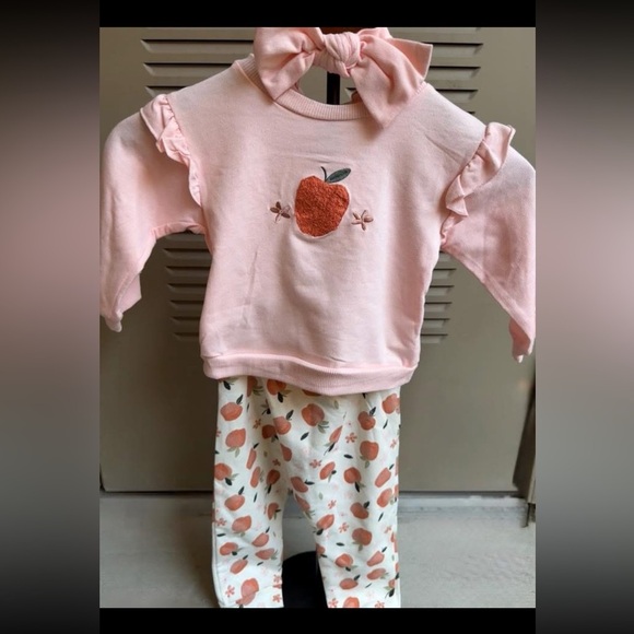 Pink Ruffle Sweatshirt and Floral Pants Set - Picture 1 of 1